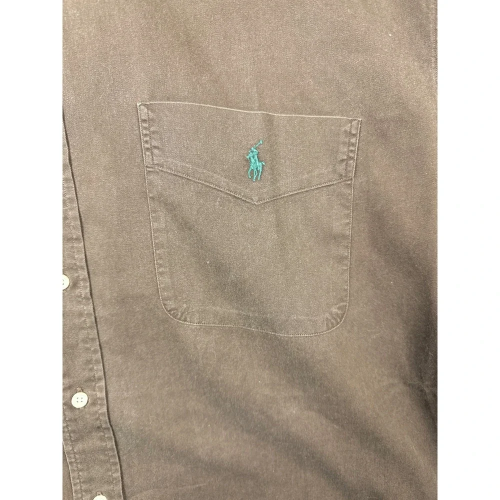 Ralph Lauren Mens XL Brown Blake Short Sleeve Button Down Cotton Shirt Logo